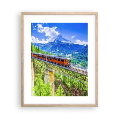 Poster in einem Rahmen aus heller Eiche - Jetzt sind Alpen dran - 40x50 cm