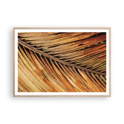 Poster in einem Rahmen aus heller Eiche - Kokosnuss-Gold - 100x70 cm