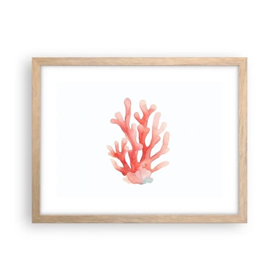 Poster in einem Rahmen aus heller Eiche - Korallenfarbene Koralle - 40x30 cm