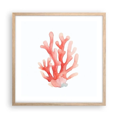 Poster in einem Rahmen aus heller Eiche - Korallenfarbene Koralle - 50x50 cm