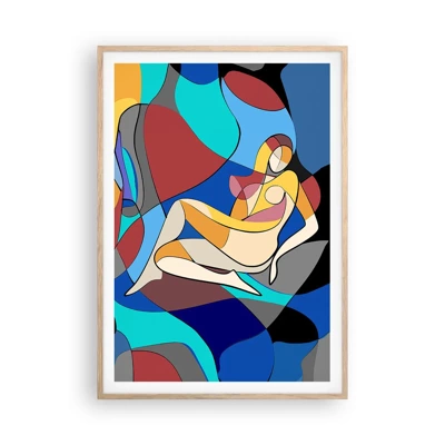 Poster in einem Rahmen aus heller Eiche - Kubistischer Akt - 70x100 cm