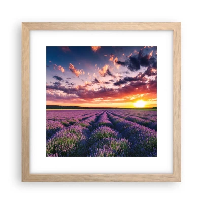 Poster in einem Rahmen aus heller Eiche - Lavendel Welt - 30x30 cm