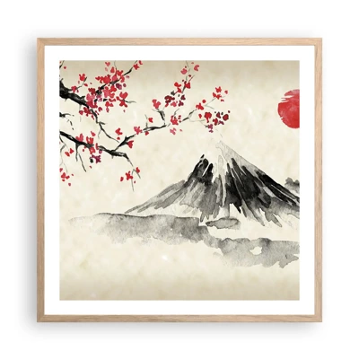 Poster in einem Rahmen aus heller Eiche - Liebe Japan - 60x60 cm