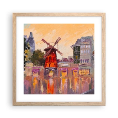 Poster in einem Rahmen aus heller Eiche - Pariser Ikonen – Moulin Rouge - 40x40 cm