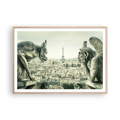 Poster in einem Rahmen aus heller Eiche - Pariser Plaudern - 100x70 cm