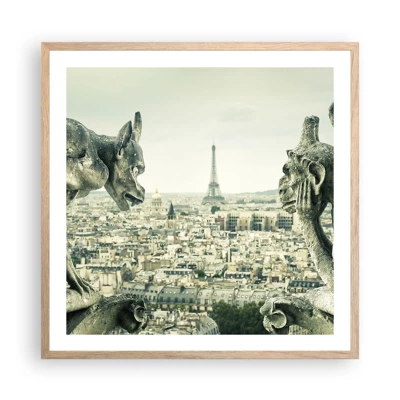 Poster in einem Rahmen aus heller Eiche - Pariser Plaudern - 60x60 cm