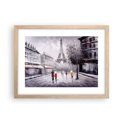 Poster in einem Rahmen aus heller Eiche - Pariser Spaziergang - 40x30 cm