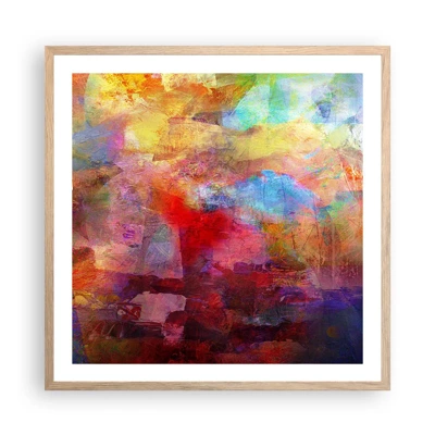 Poster in einem Rahmen aus heller Eiche - Schau in den Regenbogen - 60x60 cm