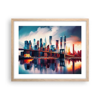Poster in einem Rahmen aus heller Eiche - Traumhaftes New York - 50x40 cm