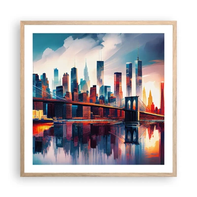 Poster in einem Rahmen aus heller Eiche - Traumhaftes New York - 60x60 cm