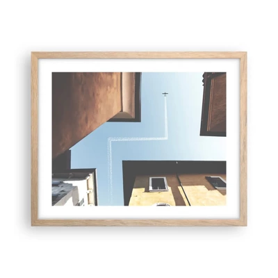 Poster in einem Rahmen aus heller Eiche - Über dem Stadtlabyrinth - 50x40 cm