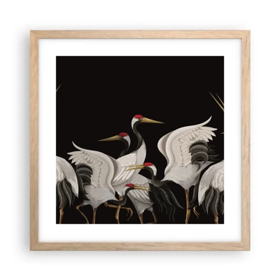 Poster in einem Rahmen aus heller Eiche - Vogelsachen - 40x40 cm