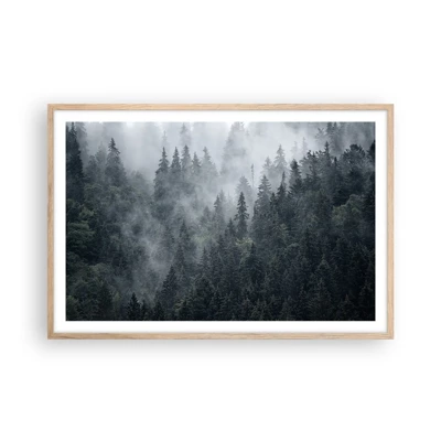 Poster in einem Rahmen aus heller Eiche - Walddämmerung - 91x61 cm