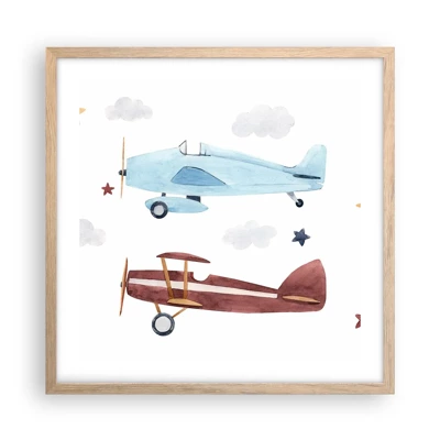 Poster in einem Rahmen aus heller Eiche - Wir warten, Herr Pilot! - 50x50 cm