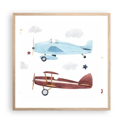 Poster in einem Rahmen aus heller Eiche - Wir warten, Herr Pilot! - 60x60 cm