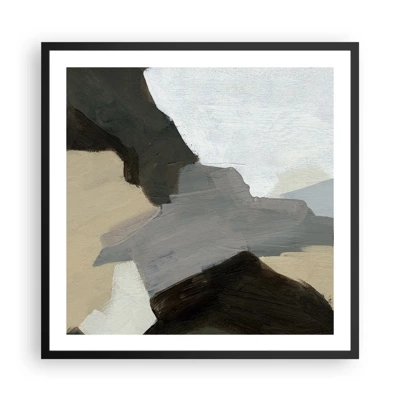 Poster in einem schwarzem Rahmen - Abstraktion: Scheideweg des Graus - 60x60 cm