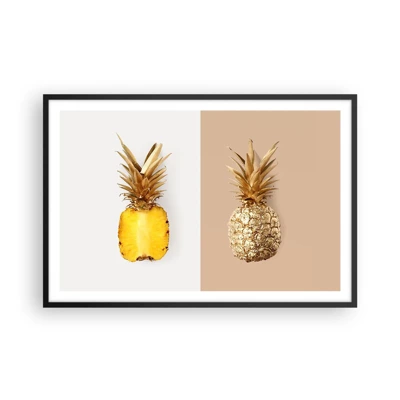 Poster in einem schwarzem Rahmen - Ananas für uns - 91x61 cm