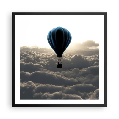 Poster in einem schwarzem Rahmen - Ein Wanderer über den Wolken - 60x60 cm