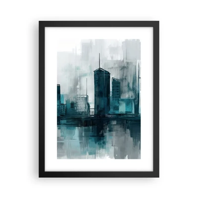 Poster in einem schwarzem Rahmen - Eine Stadt in der Farbe des Regens - 30x40 cm