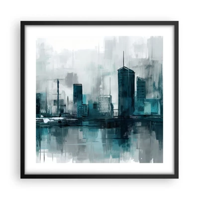 Poster in einem schwarzem Rahmen - Eine Stadt in der Farbe des Regens - 50x50 cm