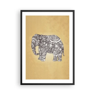 Poster in einem schwarzem Rahmen - Elefant verhüllte sich - 50x70 cm