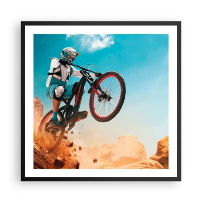 Poster in einem schwarzem Rahmen - Fahrrad-Wahnsinn-Dämon - 60x60 cm