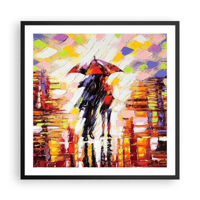 Poster in einem schwarzem Rahmen - Gemeinsam durch die Nacht und den Regen - 60x60 cm
