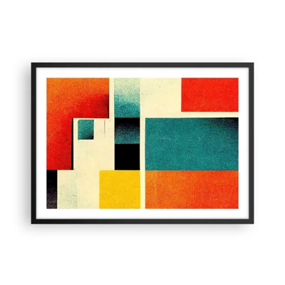 Poster in einem schwarzem Rahmen - Geometrische Abstraktion – gute Energie - 70x50 cm