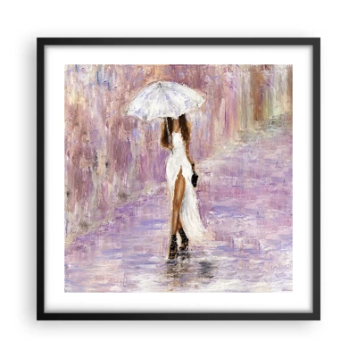 Poster in einem schwarzem Rahmen - Im lila Regen - 50x50 cm