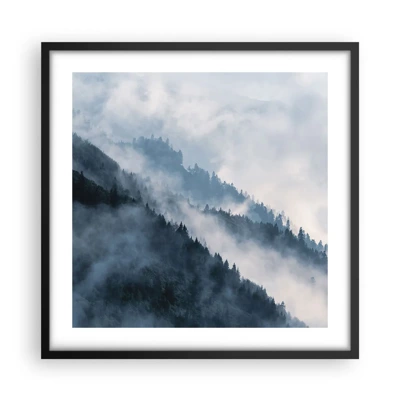 Poster in einem schwarzem Rahmen - Mystik der Berge - 50x50 cm