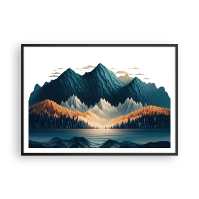 Poster in einem schwarzem Rahmen - Perfekte Berglandschaft - 100x70 cm