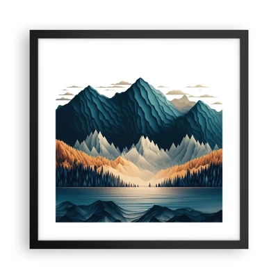 Poster in einem schwarzem Rahmen - Perfekte Berglandschaft - 40x40 cm