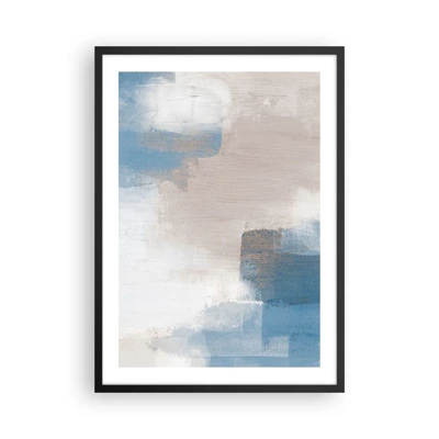 Poster in einem schwarzem Rahmen - Rosa Abstraktion hinter einem blauen Vorhang - 50x70 cm