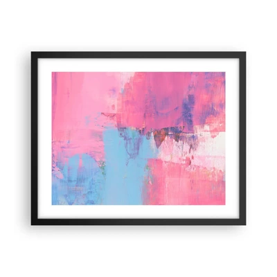 Poster in einem schwarzem Rahmen - Rosa, Blau und eine Prise Licht - 50x40 cm