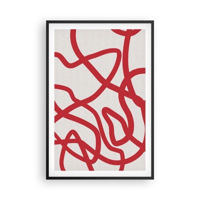 Poster in einem schwarzem Rahmen - Rot auf Weiß - 61x91 cm