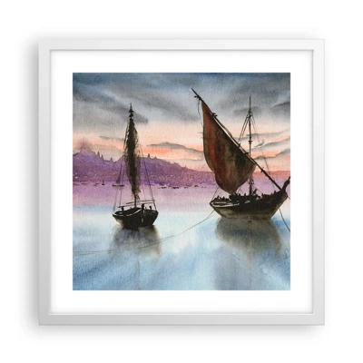 Poster in einem weißen Rahmen - Abend am Hafen - 40x40 cm