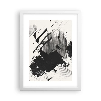 Poster in einem weißen Rahmen - Abstraktion – Ausdruck von Schwarz - 30x40 cm