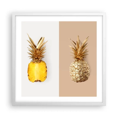 Poster in einem weißen Rahmen - Ananas für uns - 50x50 cm