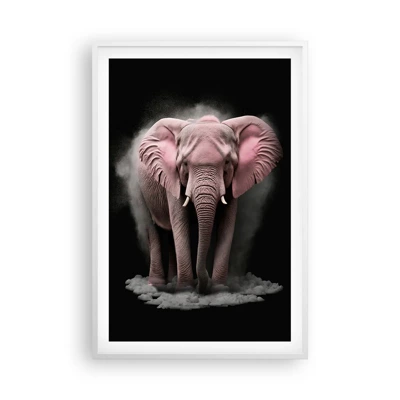 Poster in einem weißen Rahmen - Denke nicht an einen rosa Elefanten! - 61x91 cm