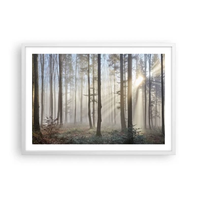 Poster in einem weißen Rahmen - Der Nebel ist auch aufgewacht - 70x50 cm