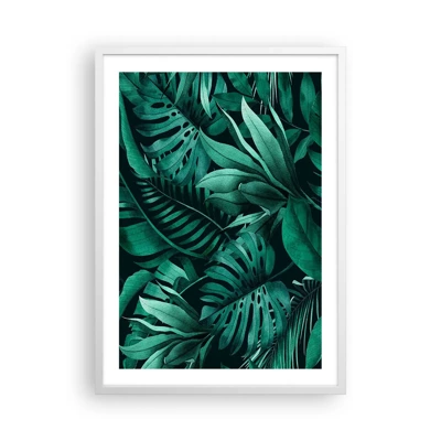 Poster in einem weißen Rahmen - Die Tiefe des tropischen Grüns - 50x70 cm