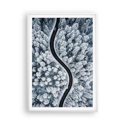 Poster in einem weißen Rahmen - Durch den Winterwald - 70x100 cm
