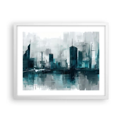 Poster in einem weißen Rahmen - Eine Stadt in der Farbe des Regens - 50x40 cm