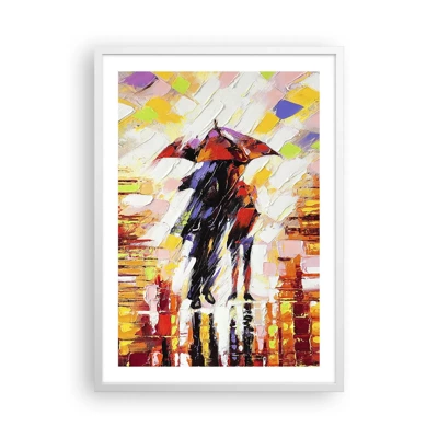Poster in einem weißen Rahmen - Gemeinsam durch die Nacht und den Regen - 50x70 cm