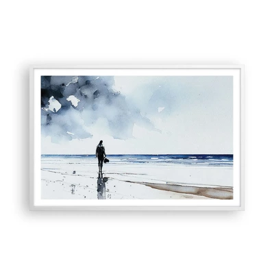 Poster in einem weißen Rahmen - Gespräch mit dem Meer - 91x61 cm