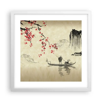 Poster in einem weißen Rahmen - Im Land der blühenden Kirschbäume - 40x40 cm