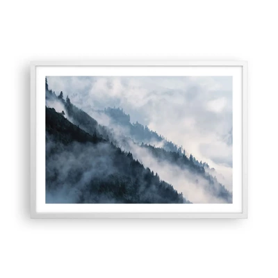 Poster in einem weißen Rahmen - Mystik der Berge - 70x50 cm