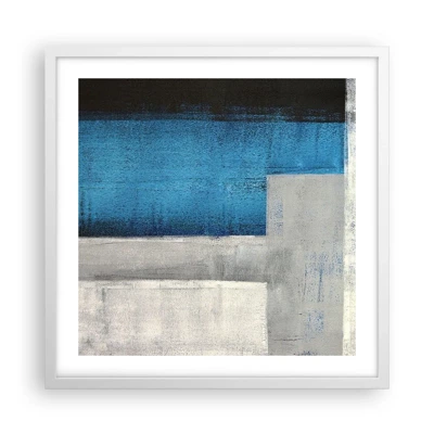 Poster in einem weißen Rahmen - Poetische Komposition aus Grau und Blau - 50x50 cm