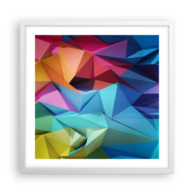 Poster in einem weißen Rahmen - Regenbogen-Origami - 50x50 cm