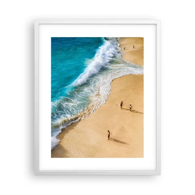 Poster in einem weißen Rahmen - Und dann die Sonne, der Strand… - 40x50 cm